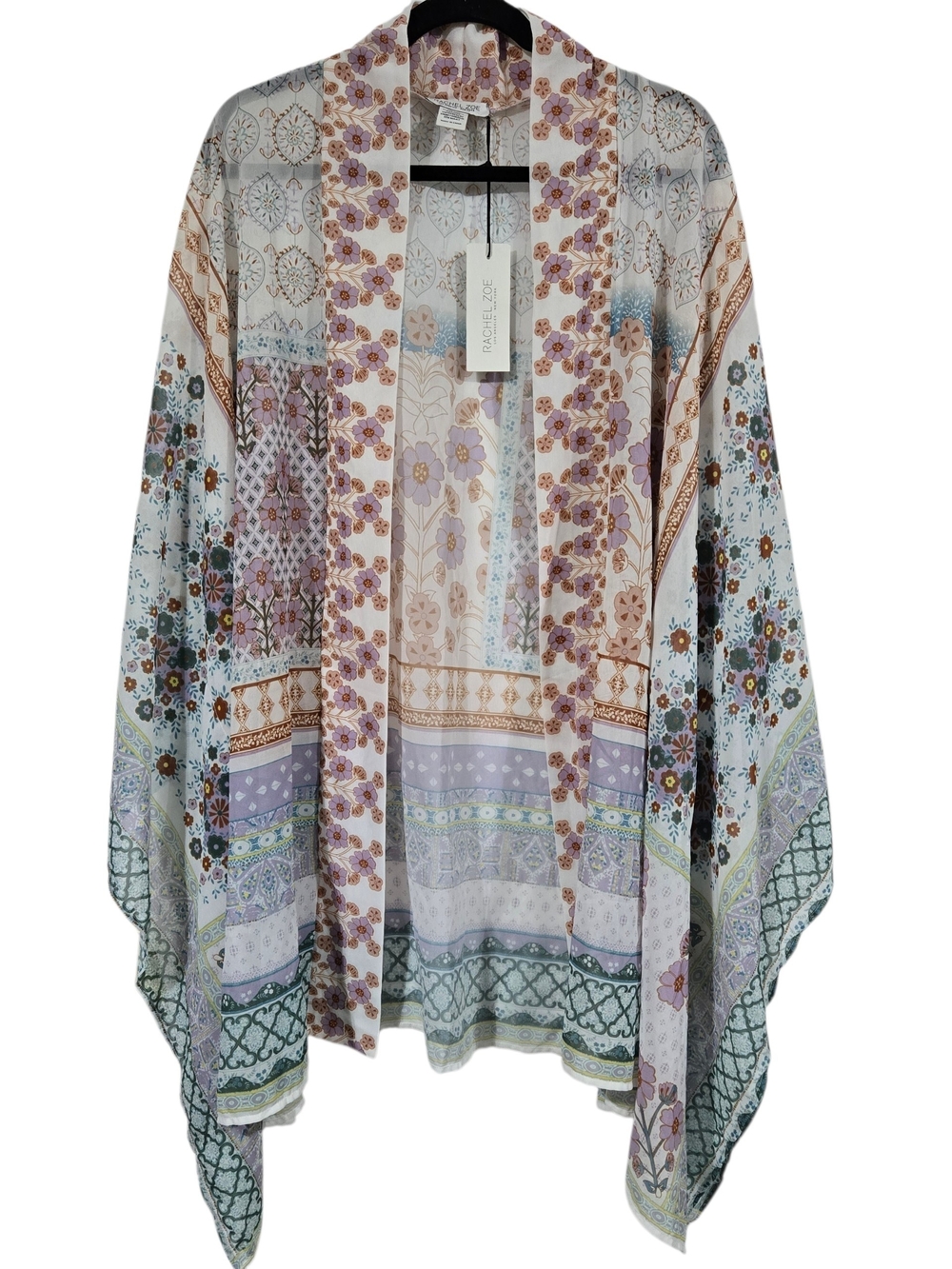 Rachel Zoe New Lavender Mint Floral Sheer Kimono L XL 2X 3X